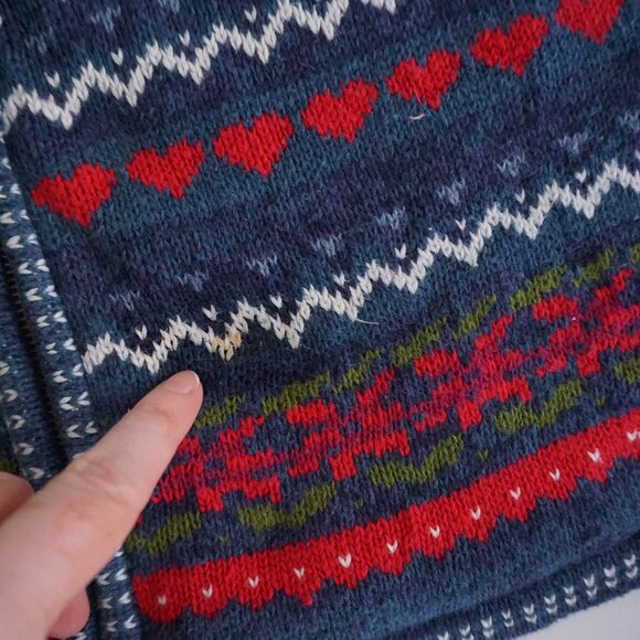 VTG Tiara International Fair Isle Zip Cardigan 45% Cotton Cabincore Holiday L - Picture 10 of 11